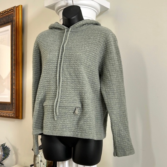Newton Trading Company Lambswool Hoodie Sweater Shorter Length Zippered Pocket - Picture 3 of 7